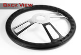 W-Power 18" Carbon Fiber Look Grip 5-Hole Chrome 3-Spoke Vintage Steering Wheel