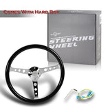 W-Power 380MM Black Wood Grain 6-Holes Chrome Spoke 15-Inch Steering Wheel