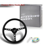 W-Power 380MM Black Leather White Stitch Matt Black Spoke 15-Inch Steering Wheel