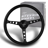 W-Power 380MM Black Leather White Stitch Matt Black Spoke 15-Inch Steering Wheel