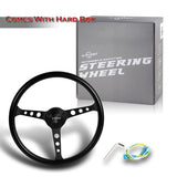 W-Power 380MM Black Vinyl Wrap 6-Holes Matt Black 3-Spoke 15-Inch Steering Wheel