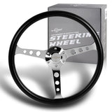 W-Power 380MM Black Vinyl Wrap 6-Holes Chrome 3-Spoke 15-Inch Steering Wheel