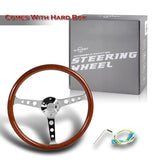 W-Power 380MM Brown Wood Grain 6-Holes Chrome Spoke 15-Inch Steering Wheel