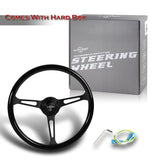 W-Power 380MM Black Wood Grain 6-Holes Matt Black Spoke 15-Inch Steering Wheel