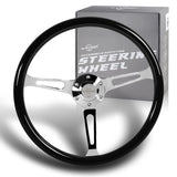 W-Power 380MM Black Wood Grain 6-Holes Chrome Spoke 15-Inch Steering Wheel