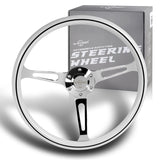 W-Power 380MM White Wood With Black Line Chrome Spoke 15-Inch Steering Wheel