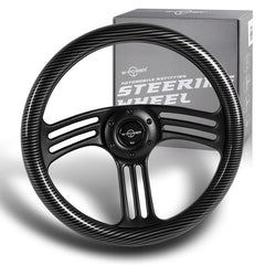 W-Power 350MM Carbon Fiber Painted Grain 6-Hole Black Spoke 14" Steering Wheel