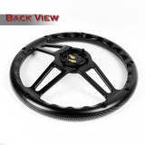 W-Power 350MM Carbon Fiber Painted Grain 6-Hole Black Spoke 14" Steering Wheel