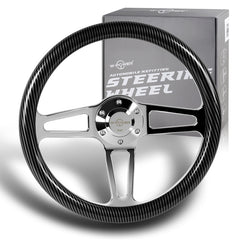 W-Power 350MM Carbon Fiber Painted Grain 6-Hole Chrome Spoke 14" Steering Wheel