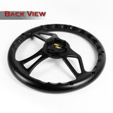 W-Power 350MM Classic Black Wood Grain 6-Hole Black Spoke 14" Steering Wheel