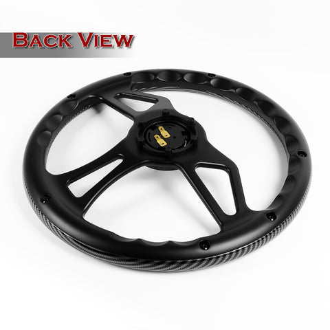 W-Power 350MM Carbon Fiber Painted Grain 6-Hole Black Spoke 14" Steering Wheel