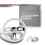 W-Power 350MM Classic White Wood Grain 6-Hole Chrome Spoke 14" Steering Wheel