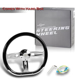 W-Power 350MM Classic Black Wood Half Wrap 6Hole Chrome Spoke 14" Steering Wheel