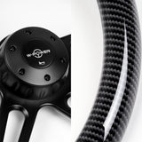 W-Power 457MM Carbon Painted Grip 5-Hole Black 4-Spoke 18" Steering Wheel + Horn