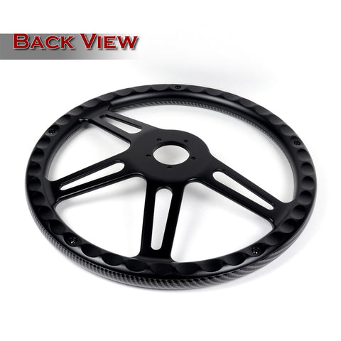 W-Power 457MM Carbon Painted Grip 5-Hole Black 4-Spoke 18" Steering Wheel + Horn