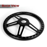 W-Power 457MM Black Leather Grip 5-Hole Black 4-Spoke 18" Steering Wheel + Horn