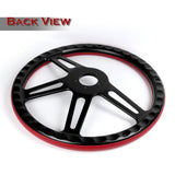 W-Power 457MM Red Leather Grip 5-Hole Black 4-Spoke 18" Steering Wheel + Horn