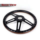 W-Power 457MM Dark Wood Grip 5-Hole Black 4-Spoke 18" Steering Wheel + Horn Button HDC Autosports HDC Autosports (169889)
