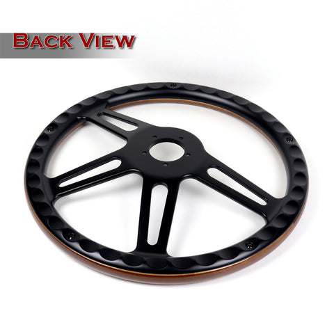 W-Power 457MM Dark Wood Grip 5-Hole Black 4-Spoke 18" Steering Wheel + Horn Button HDC Autosports HDC Autosports (169889)