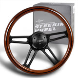 W-Power 457MM Dark Wood Grip 5-Hole Black 4-Spoke 18" Steering Wheel + Horn Button HDC Autosports HDC Autosports (169889)