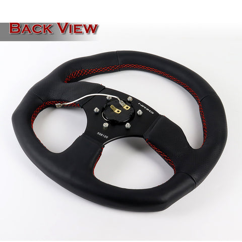 NRG 320MM Race Style Black Leather Red Stitch 3-Spoke Steering Wheel RST-009R-RS