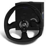 NRG 350MM Race Style Black Leather Black Stitch 14-Inch Steering Wheel RST-009R