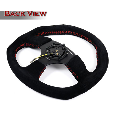 NRG 320MM Race Style Black Leather Red Stitch 3-Spoke Steering Wheel RST-009R-RS