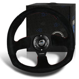 NRG 320MM Race Style Black Leather Red Stitch 3-Spoke Steering Wheel RST-009R-RS