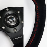 NRG 320MM Race Style Black Leather Red Stitch 3-Spoke Steering Wheel RST-009R-RS