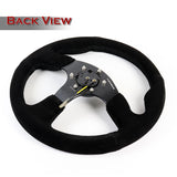 NRG 320MM Reinforced Black Suede With Black Spoke 6-Hole Steering Wheel RST-012S