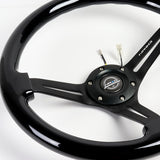 NRG 350MM Black Classic Colored Wood 3" Deep Dish Steering Wheel RST-018BK-BK