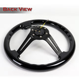 NRG 350MM Black Classic Colored Wood 3" Deep Dish Steering Wheel RST-018BK-BK