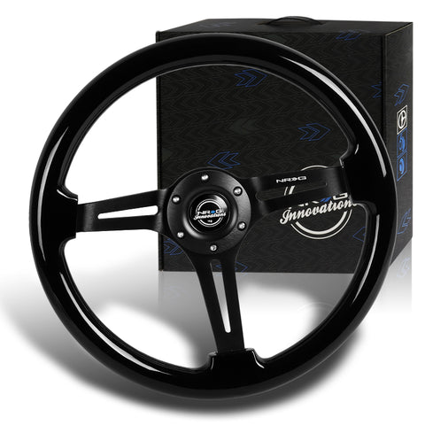 NRG 350MM Black Classic Colored Wood 3" Deep Dish Steering Wheel RST-018BK-BK