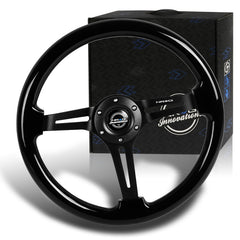 NRG 350MM Black Classic Colored Wood 3" Deep Dish Steering Wheel RST-018BK-BK