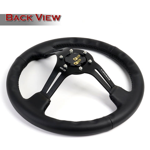 NRG 350MM Sparkle Wood Black Spokes 3" Deep Dish Steering Wheel RST-018BSB-BK
