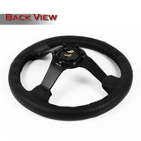 NRG RST-033BK-R 330MM Black Leather 6-Holes Black Spoke 13-Inch Steering Wheel