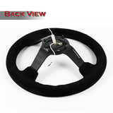 NRG RST-033BK-S 330MM Black Suede 6-Holes Black Spoke 13-Inch Steering Wheel