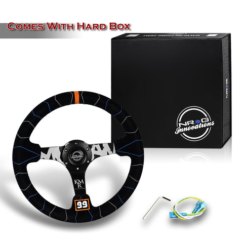 NRG RST-036MB-S-KMR 350MM Black Suede Kyle Mohan Edition 14-Inch Steering Wheel