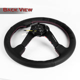 NRG RST-036SAK-R 350MM Sakura Premium Black Leather 3" Deep Dish Steering Wheel