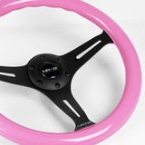 NRG 350MM Pink Classic Wood Grain 3-Spoke 14" Racing Steering Wheel ST-015BK-PK