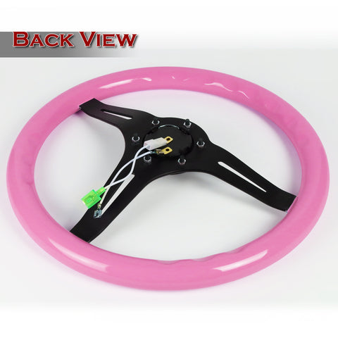 NRG 350MM Pink Classic Wood Grain 3-Spoke 14" Racing Steering Wheel ST-015BK-PK