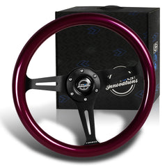 NRG 350MM Purple Classic Wood Grain Black 3-Spoke 14" Steering Wheel ST-015BK-PP