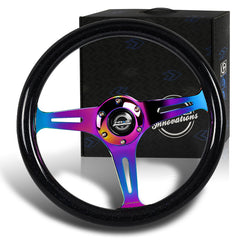 NRG 350MM Black Sparkled Wood Grain Neo Chrome Spoke Steering Wheel ST-015MC-BSB