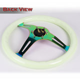 NRG 350MM Glow In Dark Grip Neo Chrome Spokes White Steering Wheel ST-015MC-GL