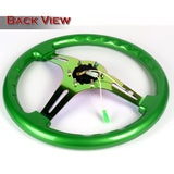 NRG 350MM Green Classic Wood Grain Neo Chrome Spoke Steering Wheel ST-015MC-GN