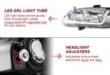 For 1998-2002 Honda Accord DRL LED Chrome Housing Headlights W/Clear Reflector