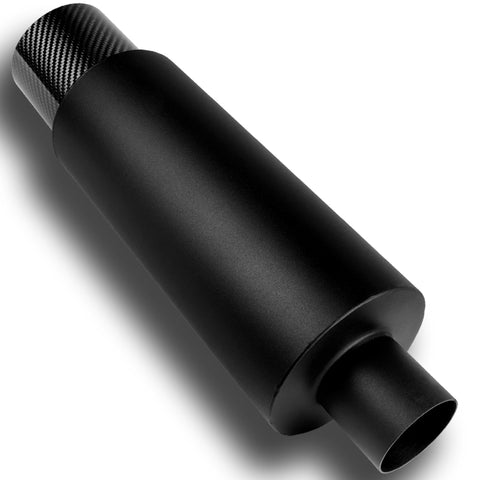 4" N1 Carbon Fiber Tip Black Stainless Steel Weld-On Exhaust Muffler + Silencer  2.5" Inlet