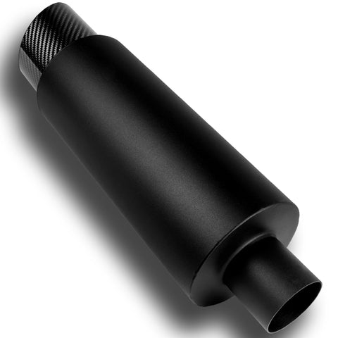 4" N1 Carbon Fiber Slant Tip Black Stainless Weld-On Exhaust Muffler 2.5" Inlet