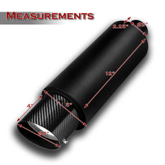4" N1 Carbon Fiber Slant Tip Black Stainless Weld-On Exhaust Muffler 3" Inlet