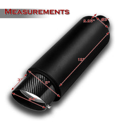 Universal 4" Carbon Fiber Slant Tip 3" Inlet Black Stainless Exhaust Muffler